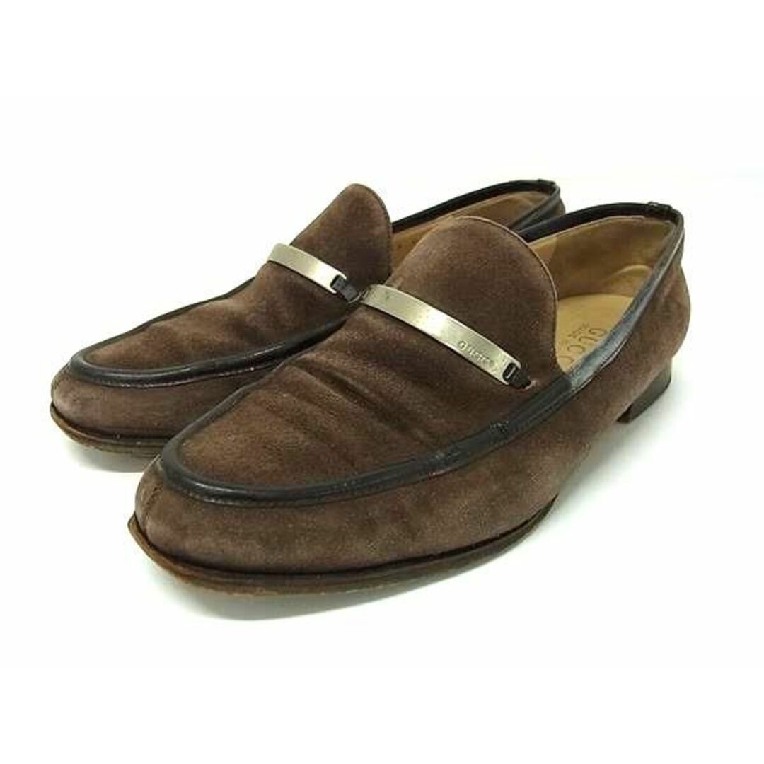 GUCCI - GUCCI グッチ メタルプレート スエード ローファー 表記 GUCCI - GUCCI グッチ メタルプレート スエード ローファー 表記