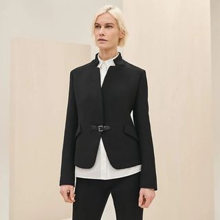 HERMES マルジェラ期 ウールノーカラージャケット 44 広げれ HERMES マルジェラ期 ウールノーカラージャケット 44 広げれ