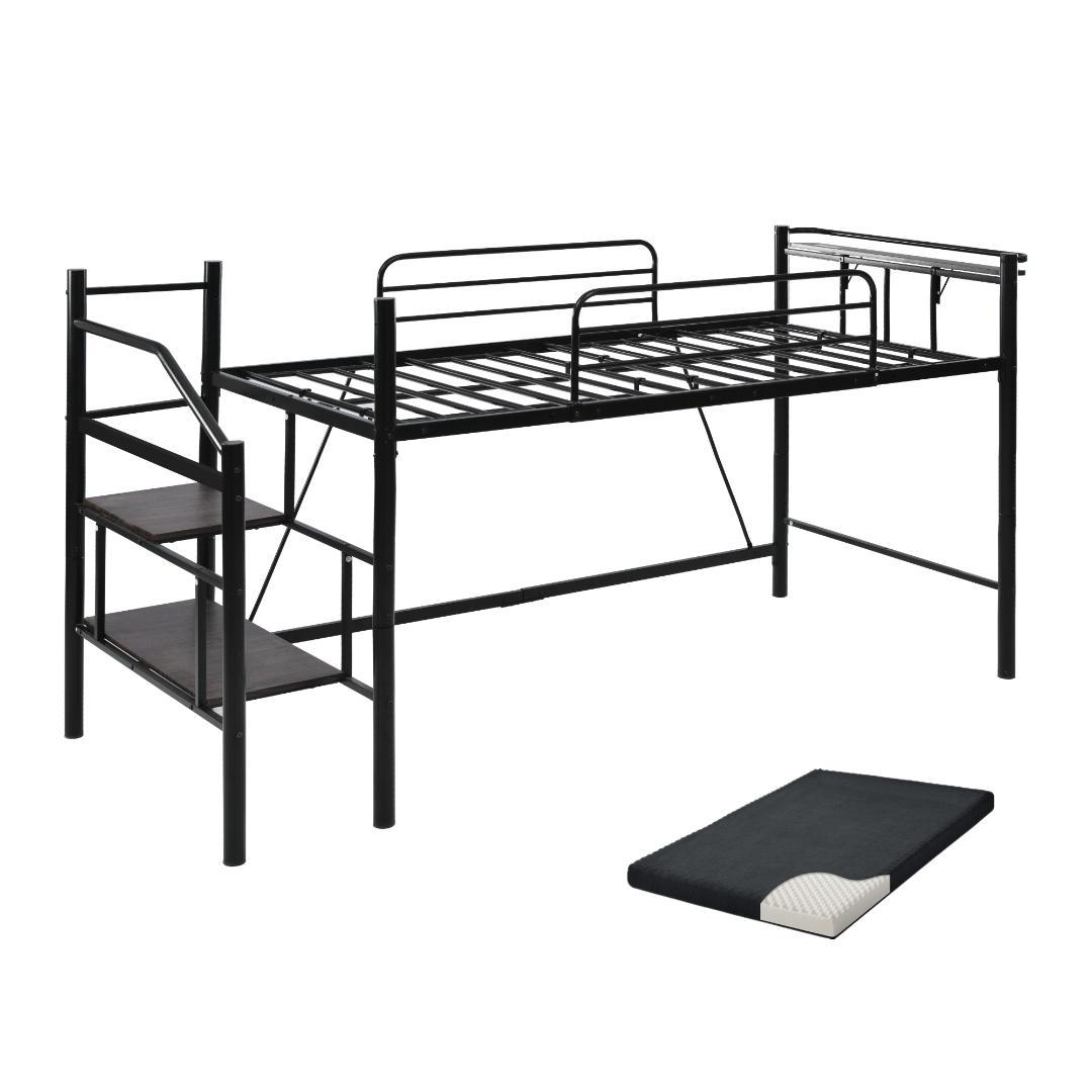 10cmマットレス付き】ロフトベッド パイプベッド シングル 耐 10cmマットレス付き】ロフトベッド パイプベッド シングル 耐