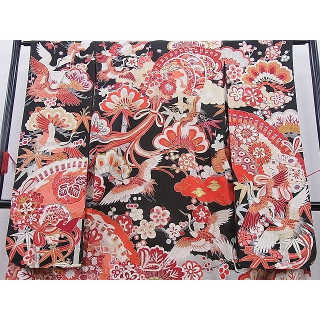平和屋本店□極上 アンティーク 大正ロマン 振袖 駒刺繍 檜扇 平和屋本店□極上 アンティーク 大正ロマン 振袖 駒刺繍 檜扇