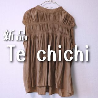 テチチ(Techichi)の新品　Te chichi テチチ 　ギャザーハイネックブラウス　ノースリーブ(シャツ/ブラウス(半袖/袖なし))
