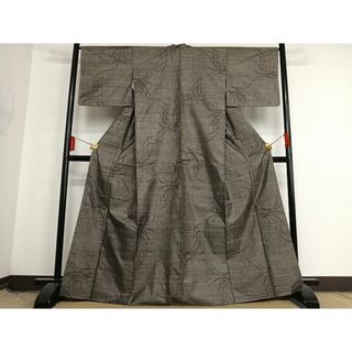 平和屋-こころ店■本場大島紬　9マルキ　枝葉文　正絹　逸品　AAAH3818Boa(着物)