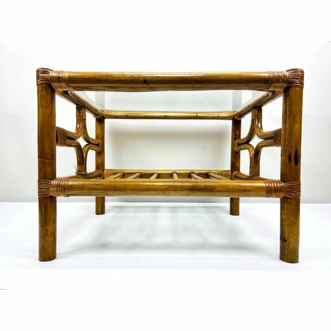 おしゃれ家具】籐 ラタン ガラステーブル 昭和レトロの通販 by おしゃれ家具】籐 ラタン ガラステーブル 昭和レトロの通販 by