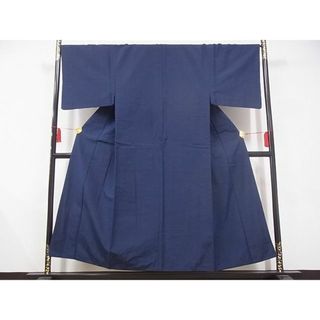 平和屋着物■男性　紬　色無地　藍鉄色　正絹　逸品　AAAH2726Ata(着物)