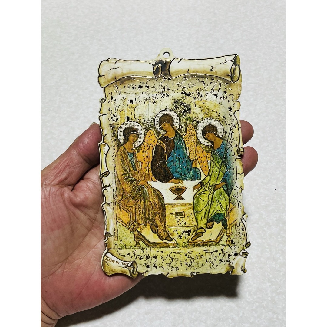 三位一体(至聖三者) 板絵○イコン○イタリア製○置物○壁掛け 三位一体(至聖三者) 板絵○イコン○イタリア製○置物○壁掛け