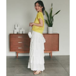 ラブティックボンボン(La boutique BonBon)のLa boutique BonBon スカラップレースティアードマキシスカート(ロングスカート)