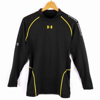 アンダーアーマー 長袖Ｔシャツ トップス ハイネック ストレッチ スポーツウエア 大きいサイズ メンズ XLサイズ 黒×黄 UNDER ARMOUR(Tシャツ/カットソー(七分/長袖))