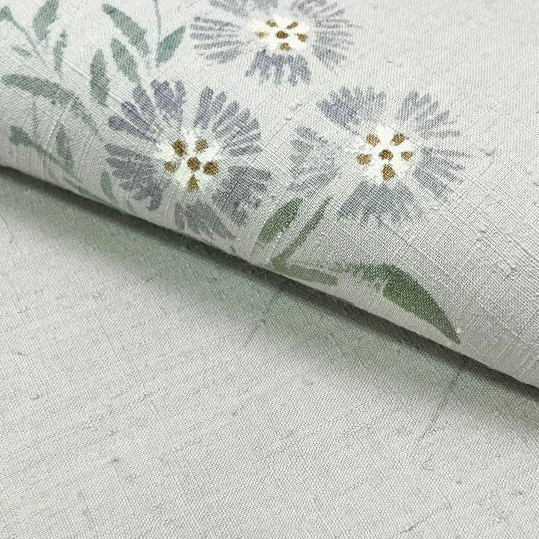袋帯 手描き 秋花草模様に鈴虫 紬 灰色 長尺 O-3960 袋帯 手描き 秋花草模様に鈴虫 紬 灰色 長尺 O-3960