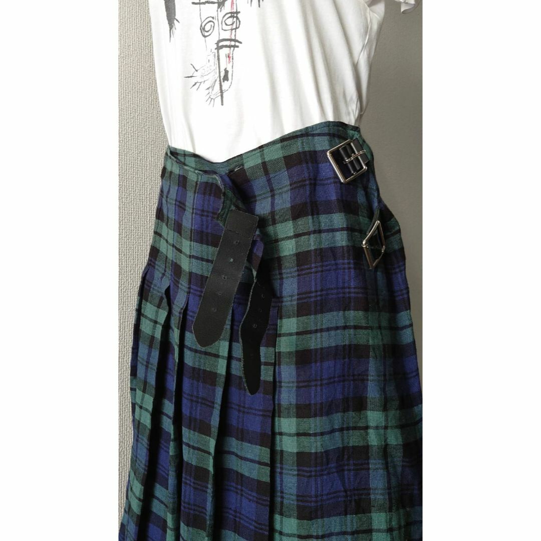 O’Neil of Dublin リネンチェックフレアスカート　サイズGB8 O'Neil of Dublin リネンチェックフレアスカート サイズGB8
