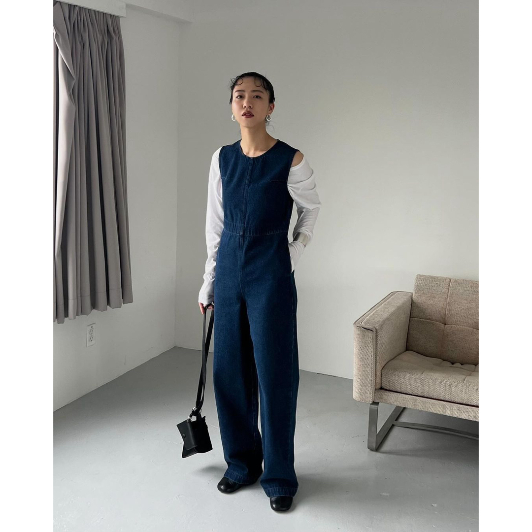 clane BACK OPEN DENIM ALL IN ONE オールインワン clane BACK OPEN DENIM ALL IN ONE オールインワン
