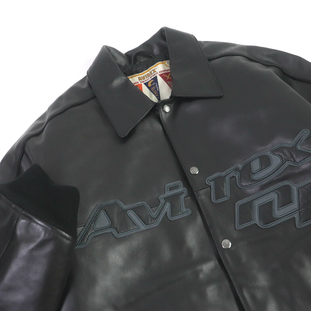 AVIREX 黒 バーシティージャケット レザー美品 きまる AVIREX 黒 バーシティージャケット レザー美品 きまる