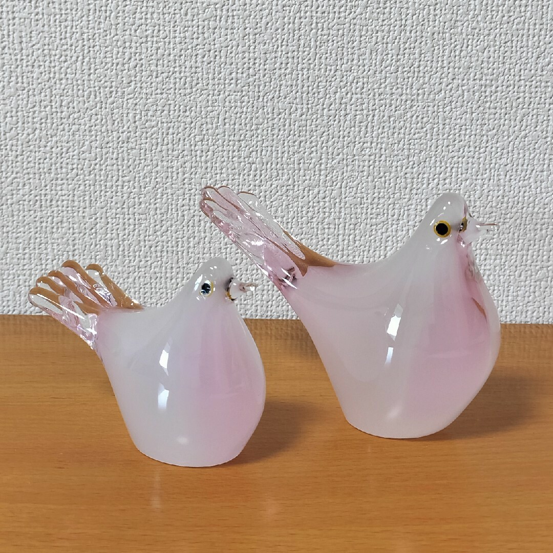 Multi Glass マルティグラス伝統工芸品ピンク 鳥 親子 鳩 バード Multi Glass マルティグラス伝統工芸品ピンク 鳥 親子 鳩 バード