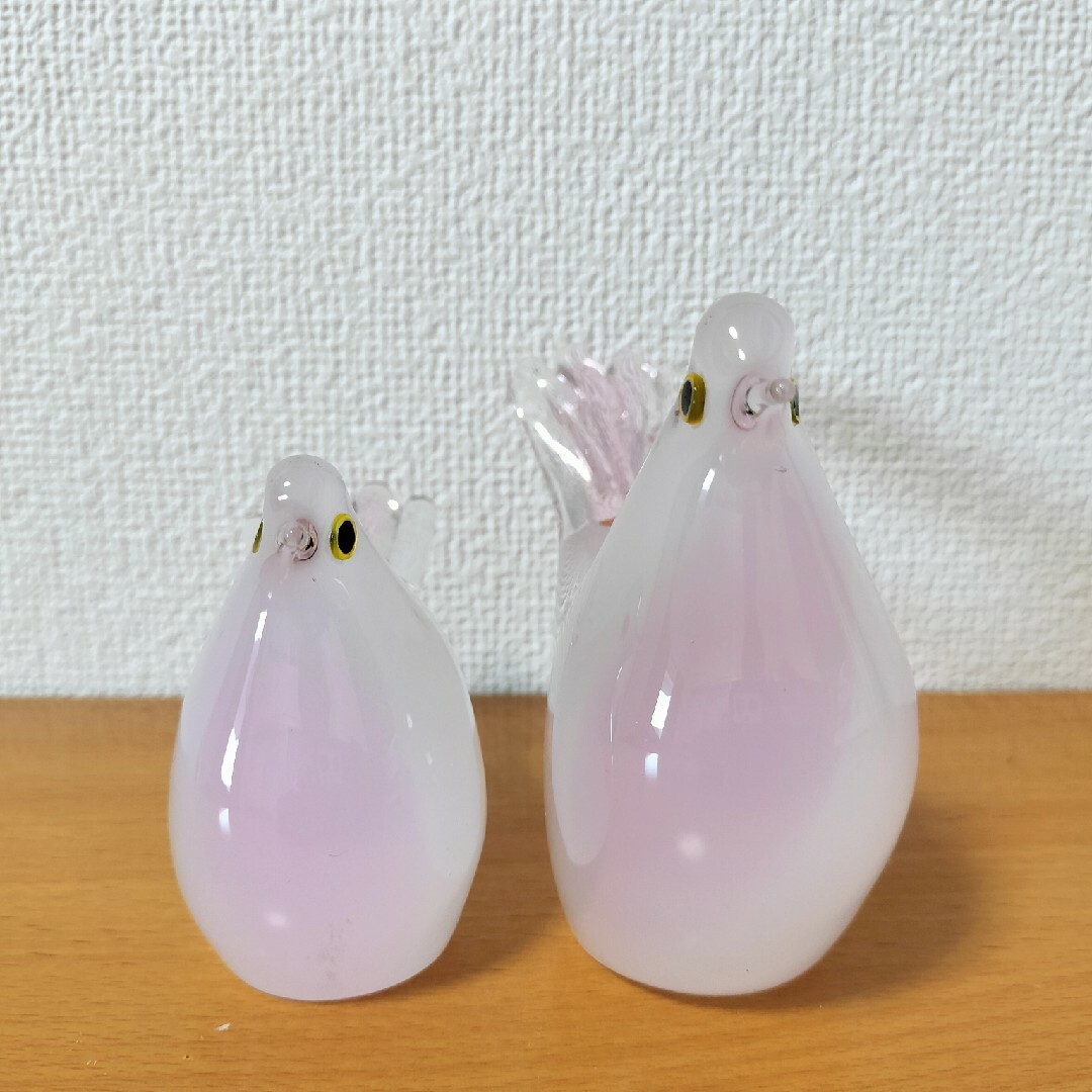 Multi Glass マルティグラス伝統工芸品ピンク 鳥 親子 鳩 バード Multi Glass マルティグラス伝統工芸品ピンク 鳥 親子 鳩 バード