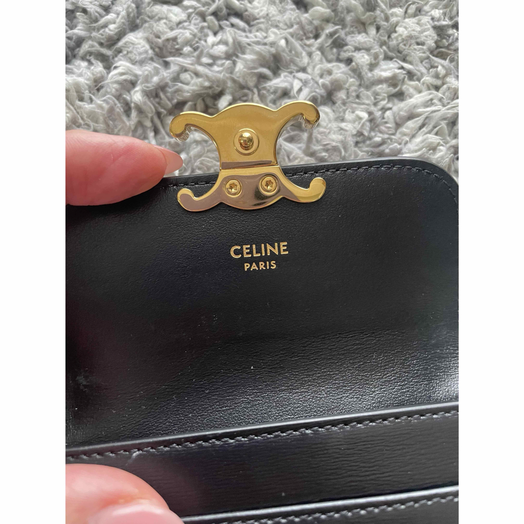 CELINE - CELINE 名刺入れ トリオンフ フラップ付き ゴールド CELINE - CELINE 名刺入れ トリオンフ フラップ付き ゴールド