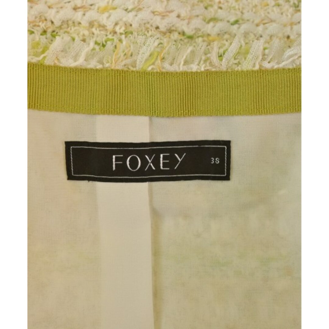 FOXEY - FOXEY ノーカラージャケット 38(S位) 白x緑xベージュ等 FOXEY - FOXEY ノーカラージャケット 38(S位) 白x緑xベージュ等