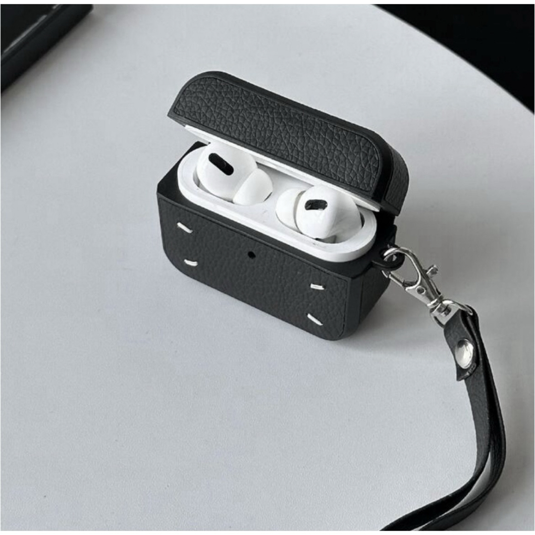 AirPods Pro ケース ストラップ付 ブラック レザーの通販 by AirPods Pro ケース ストラップ付 ブラック レザーの通販 by