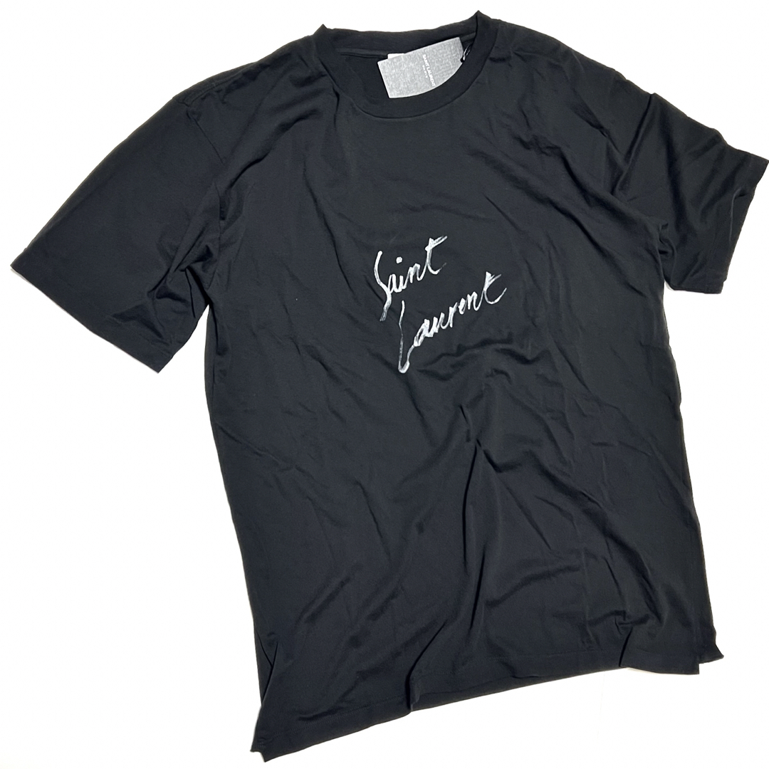 L 新品 サンローラン 手書き風 ロゴ Tシャツ Saint Laurent 黒 L 新品 サンローラン 手書き風 ロゴ Tシャツ Saint Laurent 黒