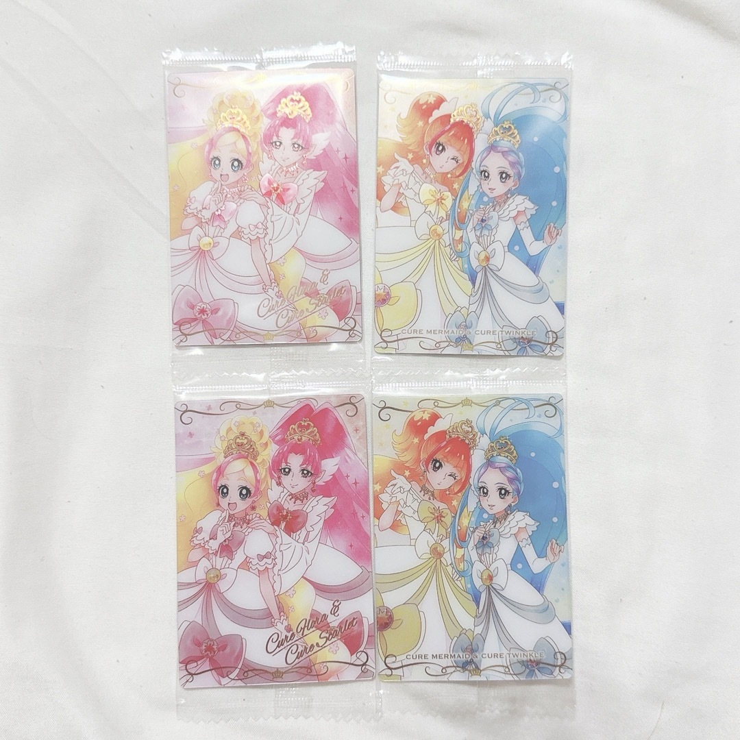 プリキュアウエハース9 Goプリンセスプリキュア 4枚セット キュアフローラ エンタメ/ホビーのおもちゃ/ぬいぐるみ(キャラクターグッズ)の商品写真