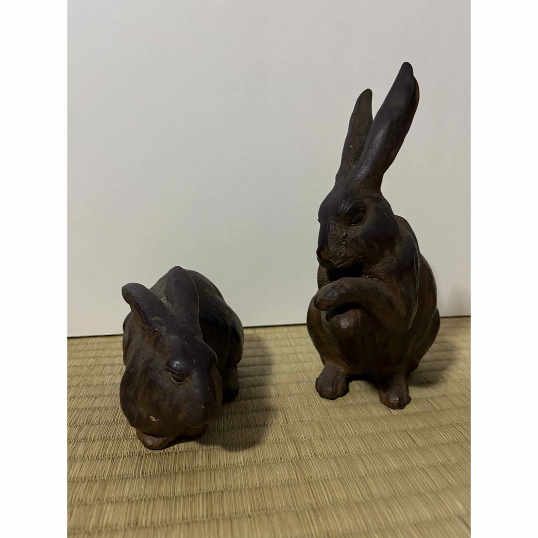 鉄製 兎 ウサギ うさぎ 置物 ペア 2体セット 総重量2.3kg の通販 鉄製 兎 ウサギ うさぎ 置物 ペア 2体セット 総重量2.3kg の通販