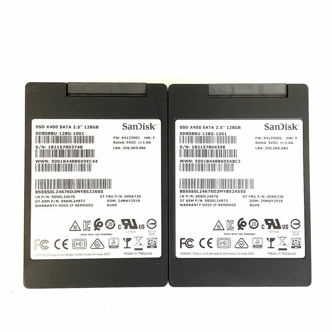 RL-30-SanDisk SATA 128GB 2.5インチ SSD 2点 スマホ/家電/カメラのPC/タブレット(PCパーツ)の商品写真