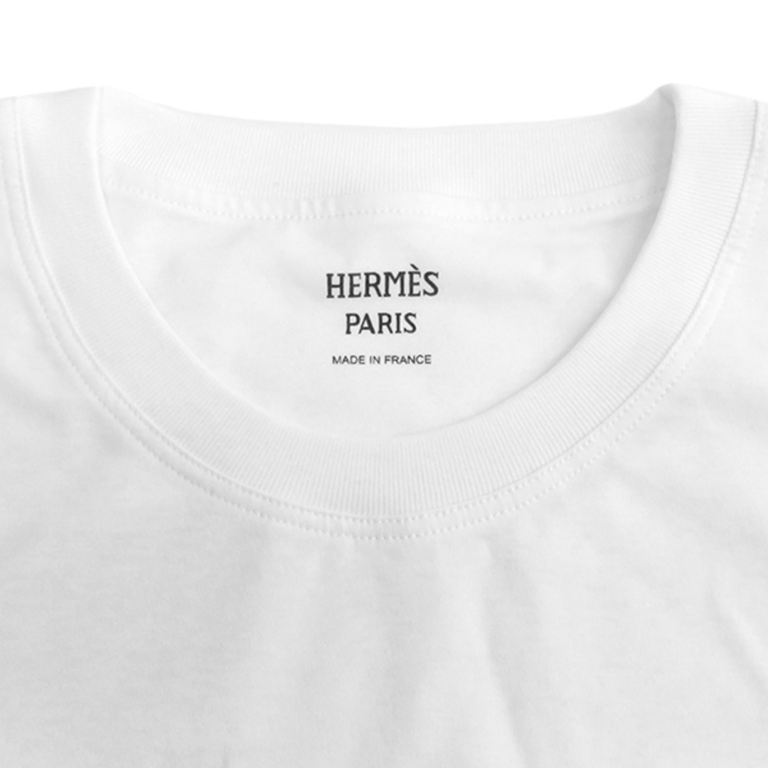エルメス HERMES 半袖Tシャツ 刺繍 ポケット コットン ホワイト エルメス HERMES 半袖Tシャツ 刺繍 ポケット コットン ホワイト