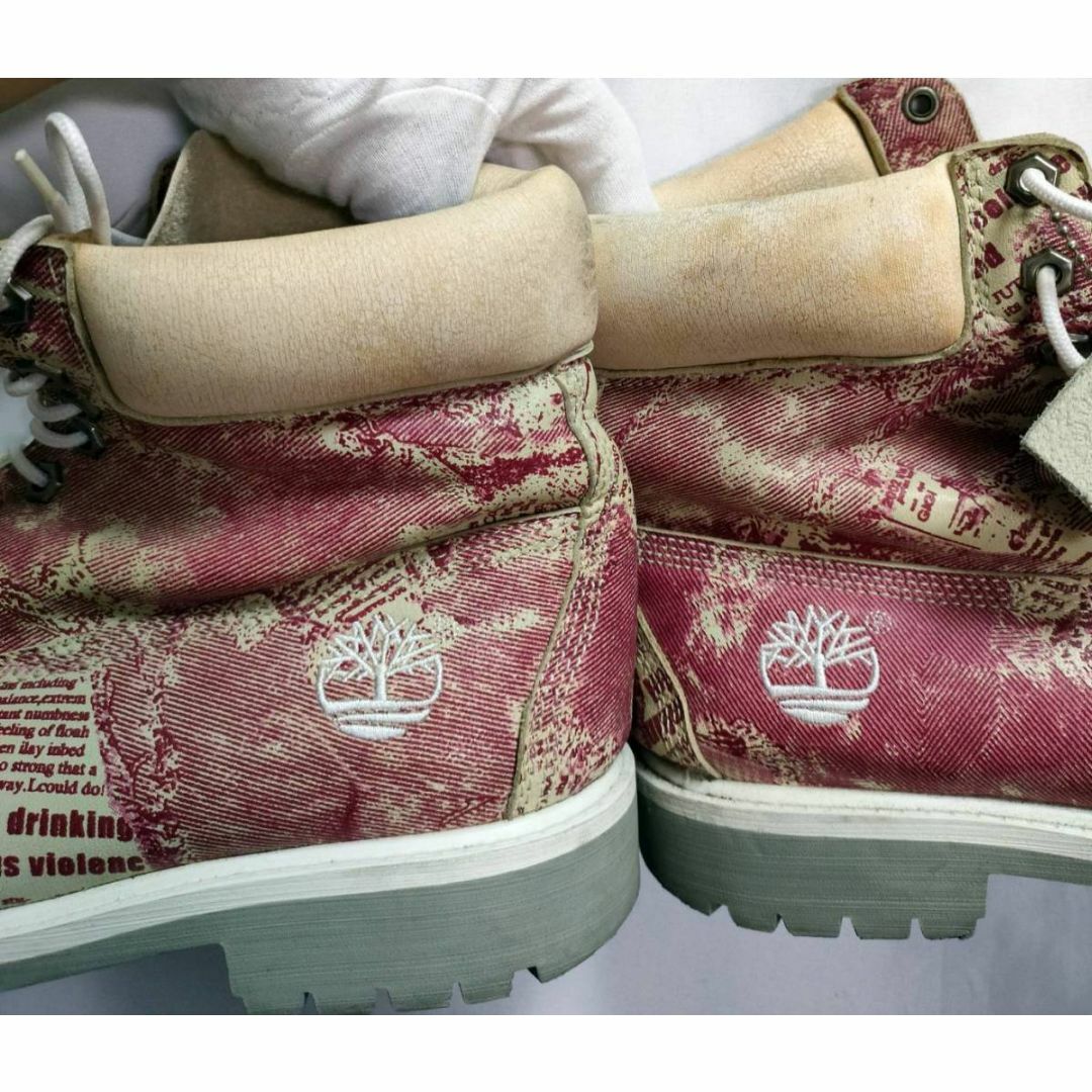Timberland - 激レア TIMBERLAND 英字新聞柄 7ホールブーツの Timberland - 激レア TIMBERLAND 英字新聞柄 7ホールブーツの