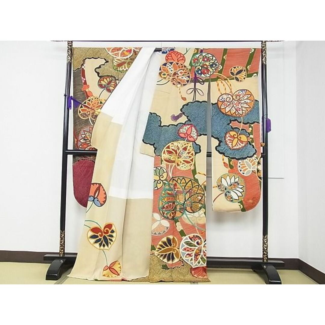 予約中!】 振袖 撥水加工済 身丈170cm 紋意匠 金彩 金駒 刺繍 予約中!】 振袖 撥水加工済 身丈170cm 紋意匠 金彩 金駒 刺繍