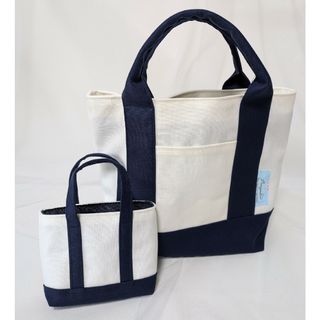 帆布トートバッグ　ミニトート付き　ハンドメイド(バッグ)