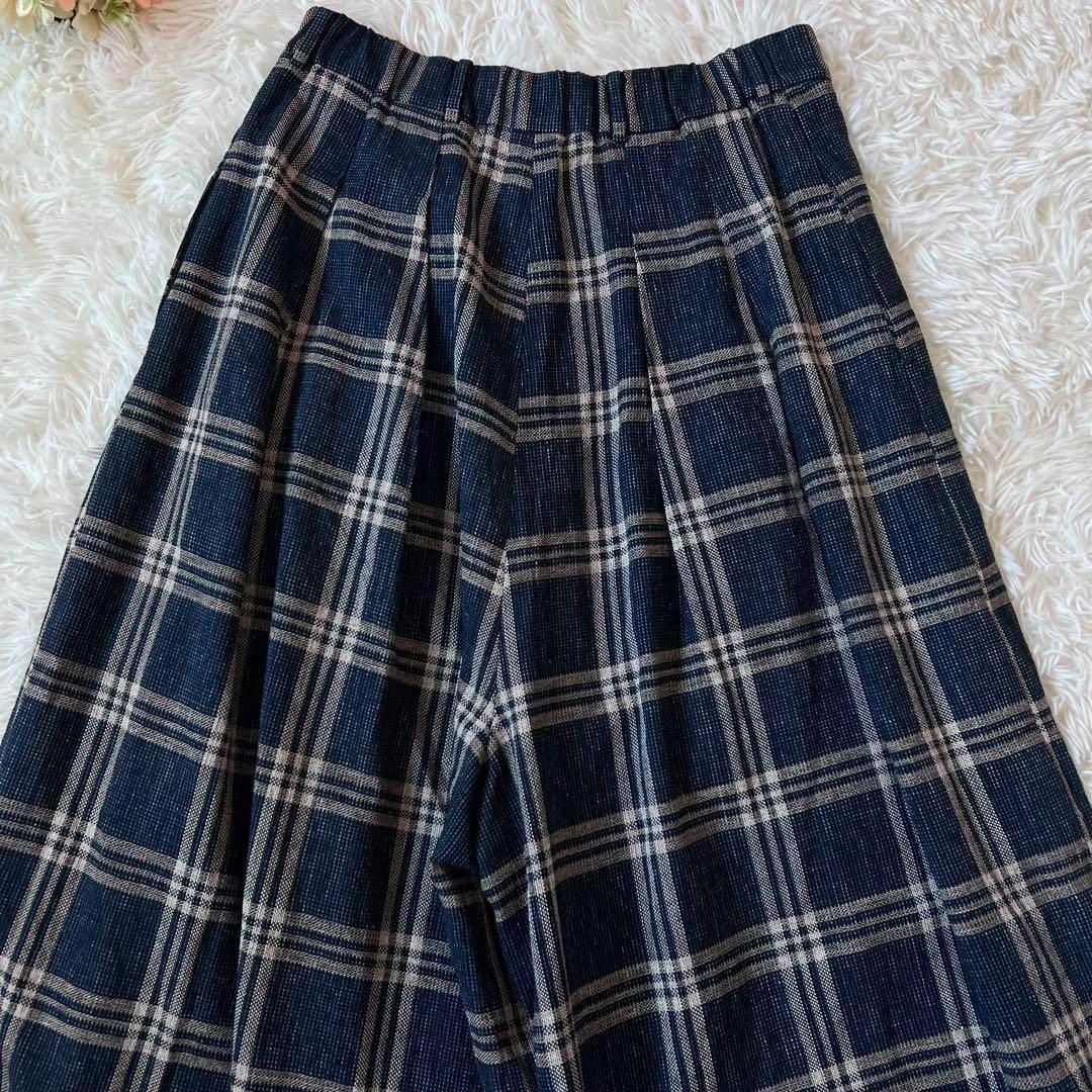 45R ギマ ツィード キュロット パンツ タック ワイド インディゴ 45R ギマ ツィード キュロット パンツ タック ワイド インディゴ