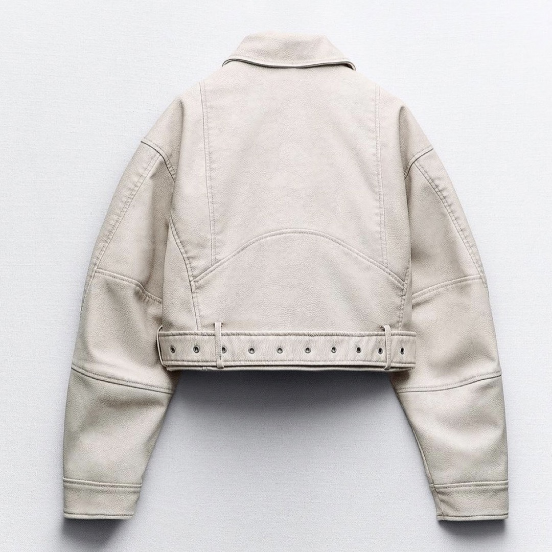 ZARA - ZARA フェイクレザー ライダースジャケット オフホワイト ZARA - ZARA フェイクレザー ライダースジャケット オフホワイト