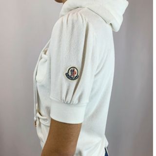 モンクレール(MONCLER)の買い時！　MONCLER　モンクレール　半袖　パイル　パーカー　ホワイト　白　S(ブルゾン)
