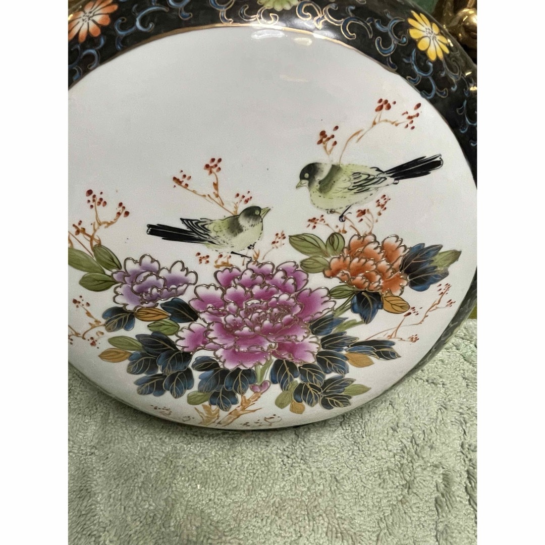 中国古美術 陶器製 金彩 孔雀 花柄 龍持ち手 大型 花瓶 ボトル型 中国古美術 陶器製 金彩 孔雀 花柄 龍持ち手 大型 花瓶 ボトル型