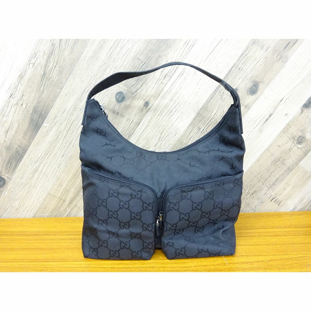 GUCCI - 池016/ GUCCI グッチ GG ナイロン レザー ハンドバッグ