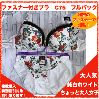 【匿名】ファスナーで爆乳変身ブラ＆ショーツ C75&フルバック 2381(ブラ&ショーツセット)