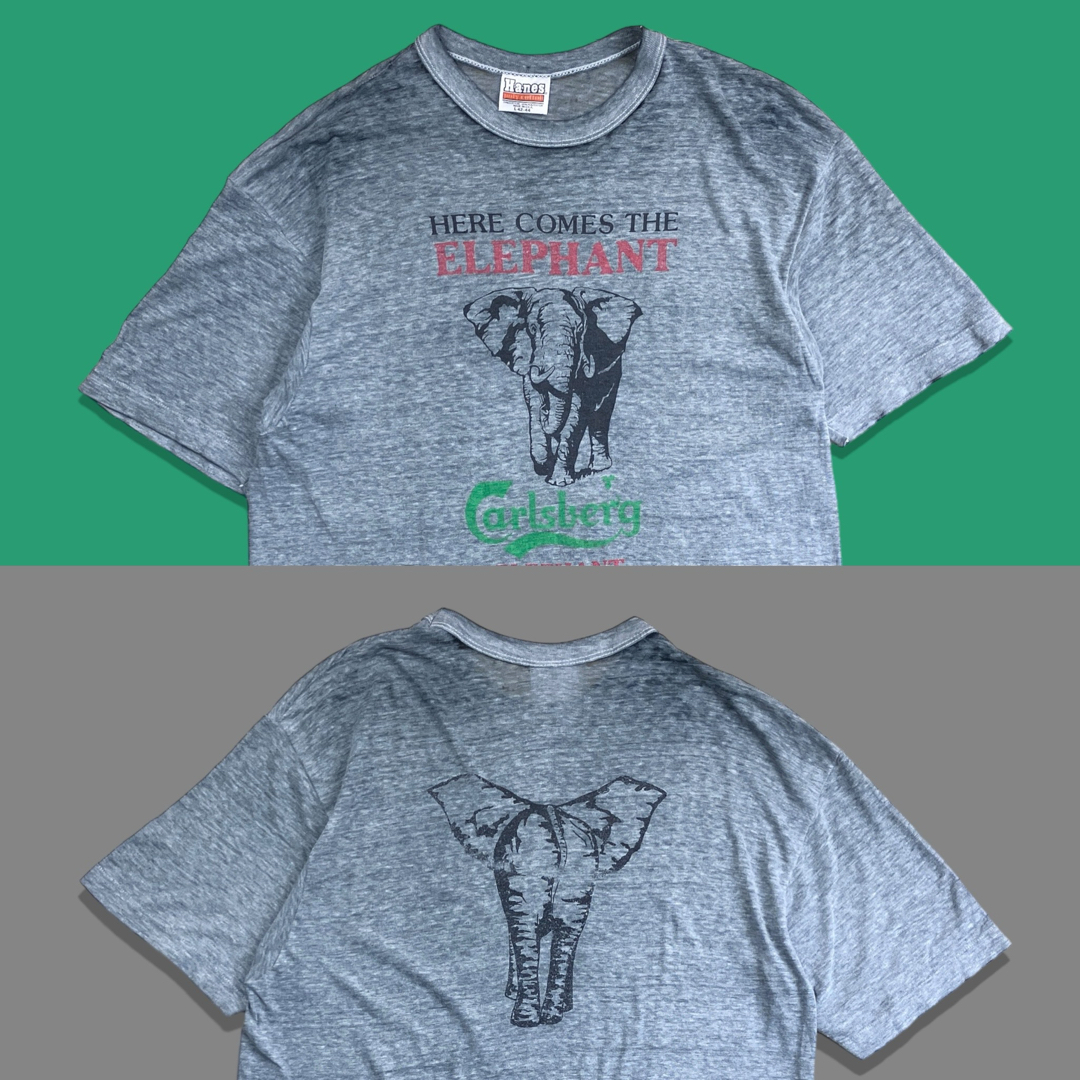 70s 80s USA製 ヘインズ カールスバーグ ヴィンテージTシャツ ゾウ 70s 80s USA製 ヘインズ カールスバーグ ヴィンテージTシャツ ゾウ