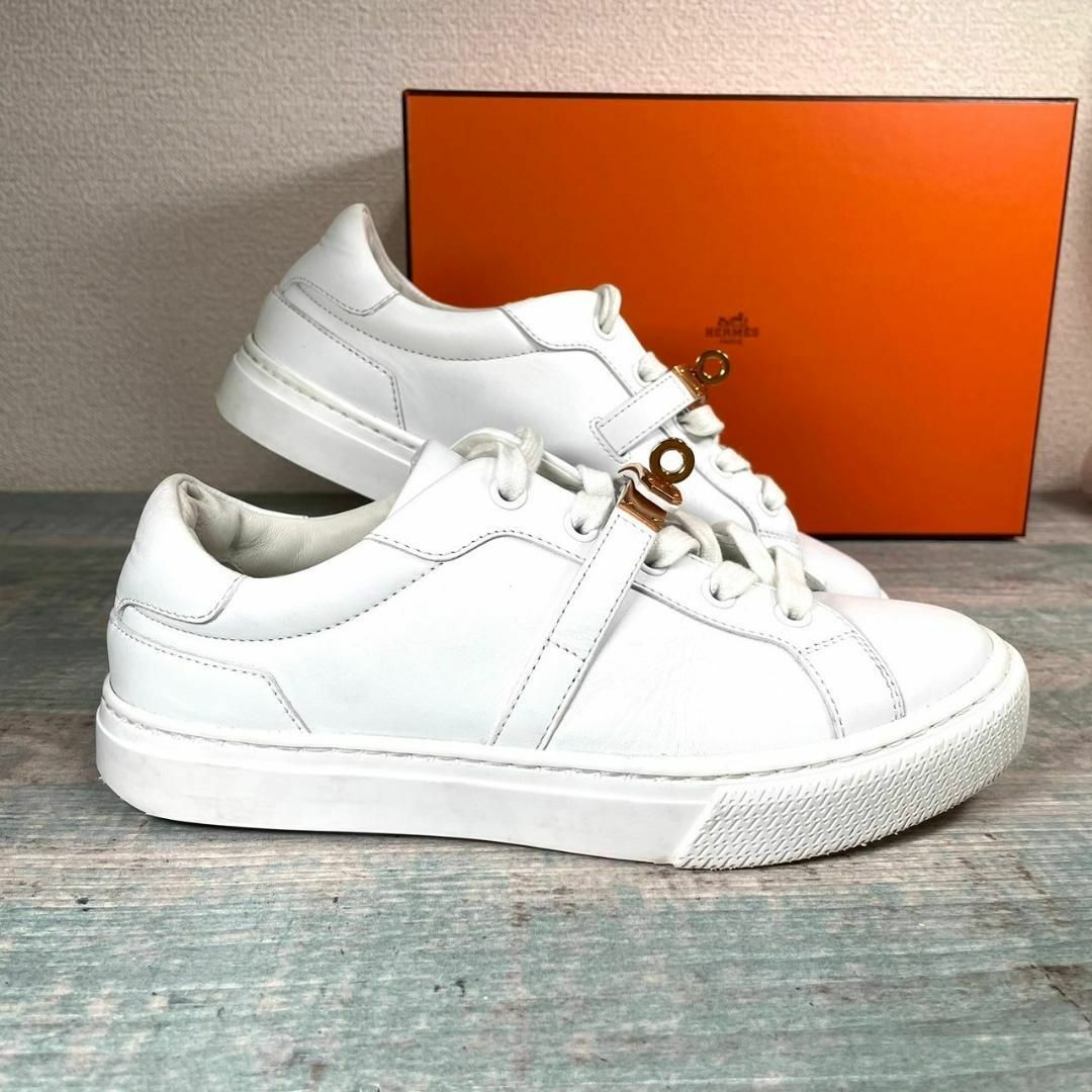 超美品 HERMES スニーカー デイ ケリー ホワイト 35