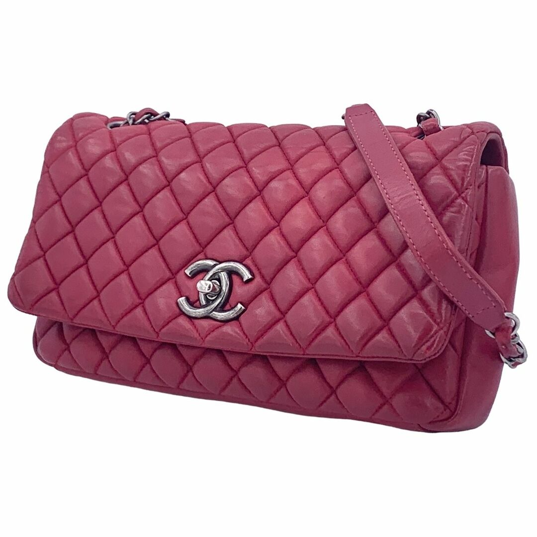 CHANEL - 【中古】 CHANEL シャネル マトラッセ チェーンショルダー カーフ レッド シングルフラップ 17番台 ギャランティカード付属 24011874 MK