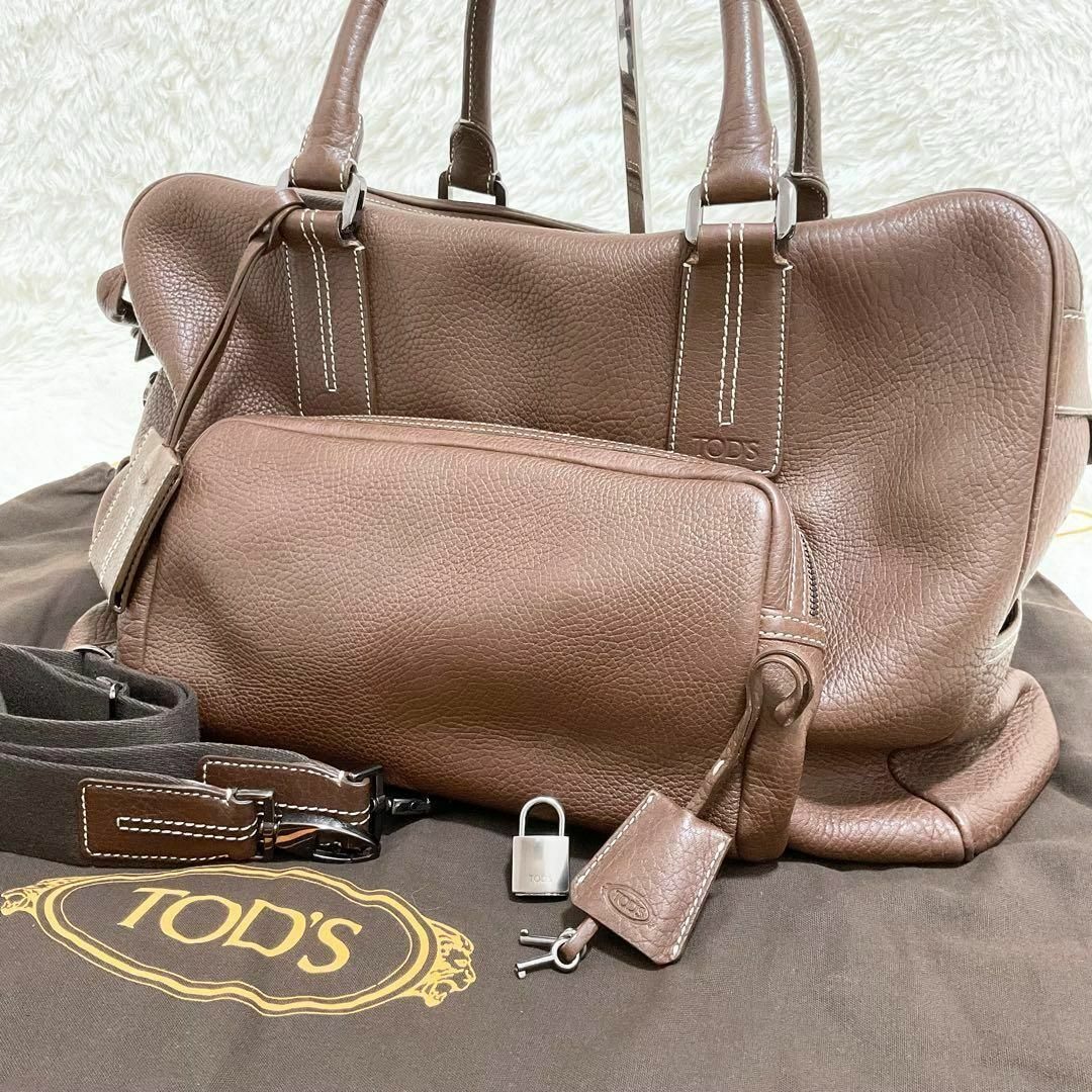 美品】TODS トッズ 2way ボストンバッグ ブラウン レザー 美品】TODS トッズ 2way ボストンバッグ ブラウン レザー