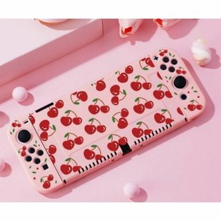 任天堂スイッチ 有機EL カバー シリコン チェリー柄 ピンク 新品未使用(その他)