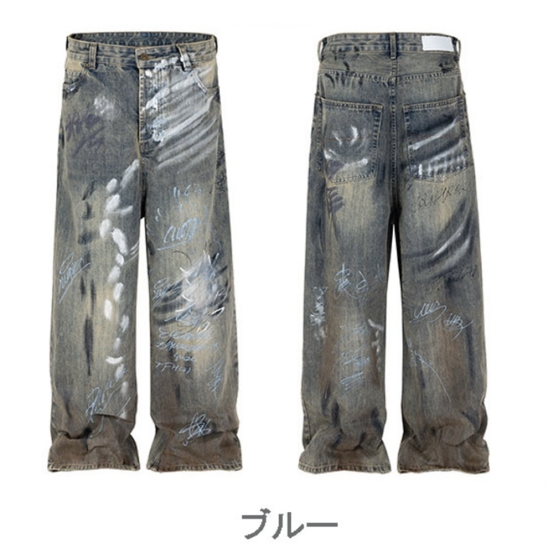 BALENCIAGA - ペイントワイド ビンテージ風 デニムの通販 by BALENCIAGA - ペイントワイド ビンテージ風 デニムの通販 by