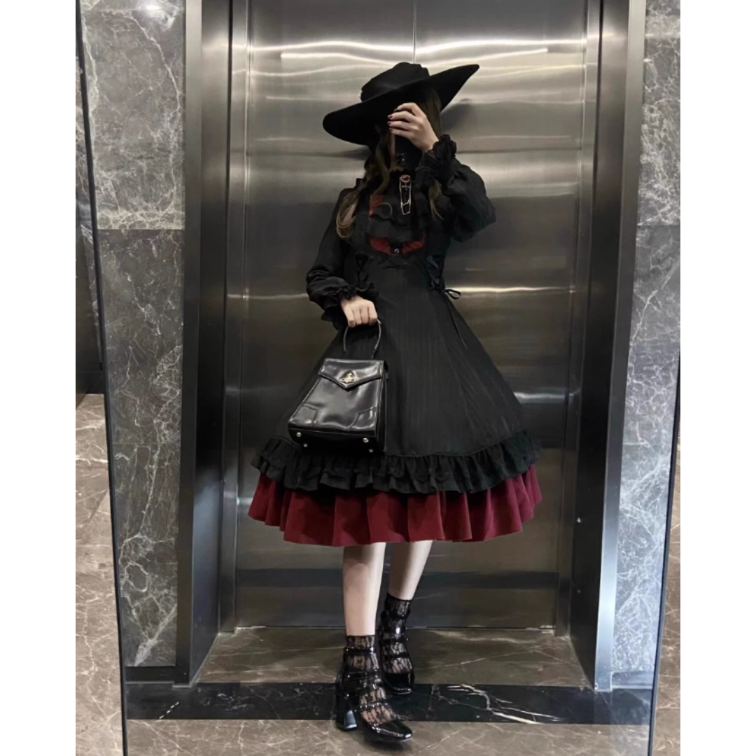 オリジナル 洋服 ゴシック ロリータ ワンピース ブラック L243 オリジナル 洋服 ゴシック ロリータ ワンピース ブラック L243