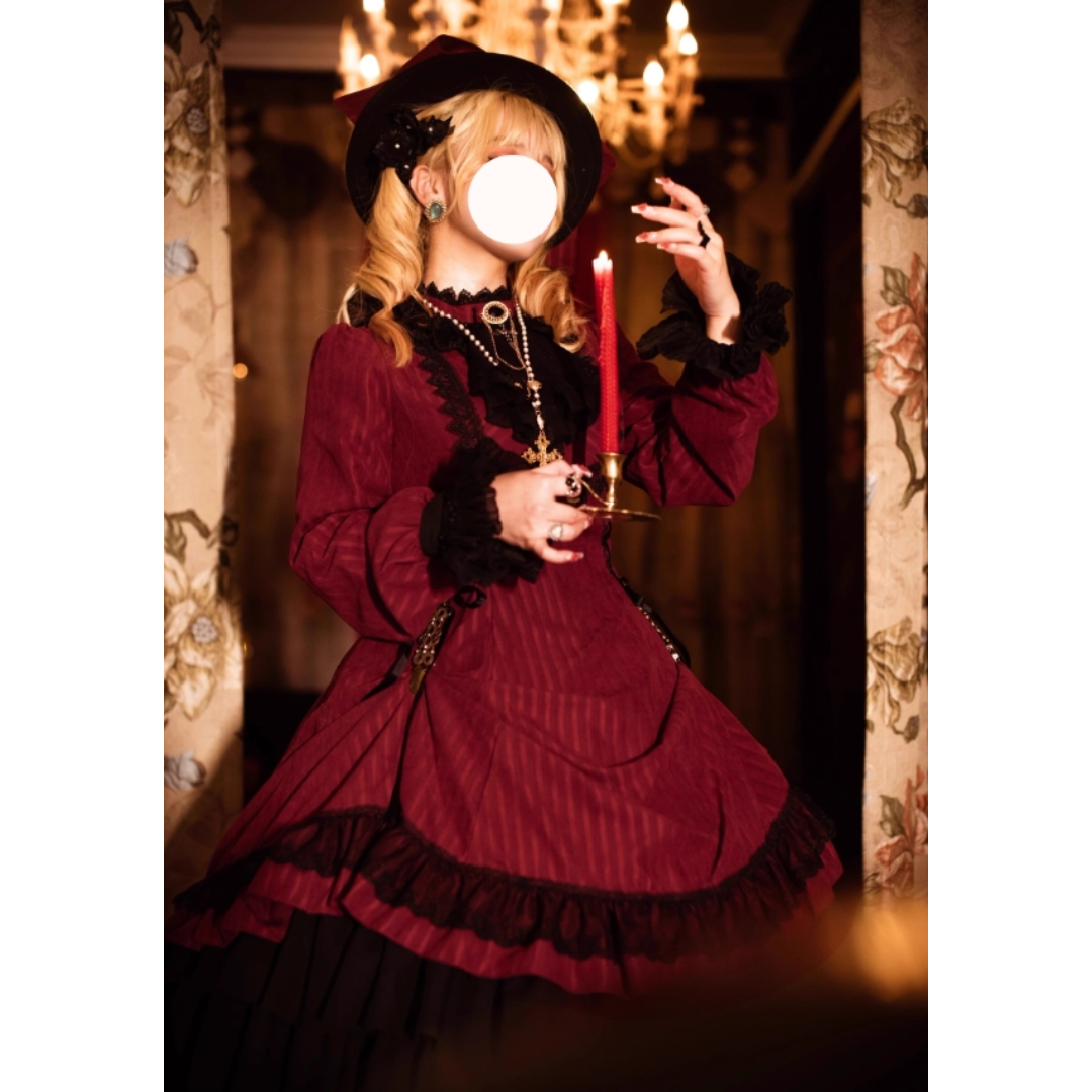 オリジナル 洋服 ゴシック ロリータ ワンピース レッド　L243＃