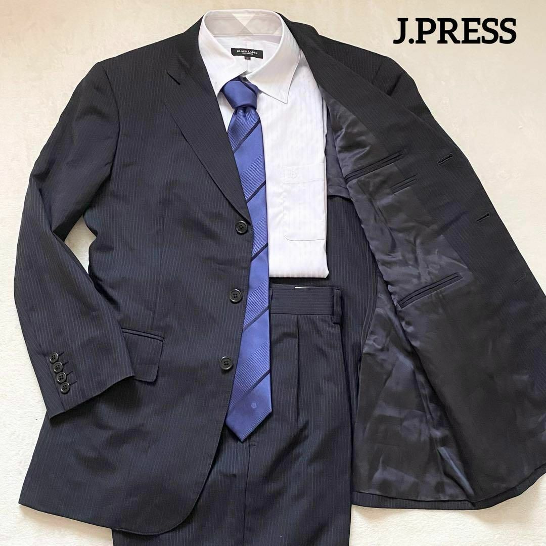 メンズジェイプレスJ.Pressスーツ/ネイビー系ストライプ柄 織り メンズジェイプレスJ.Pressスーツ/ネイビー系ストライプ柄 織り