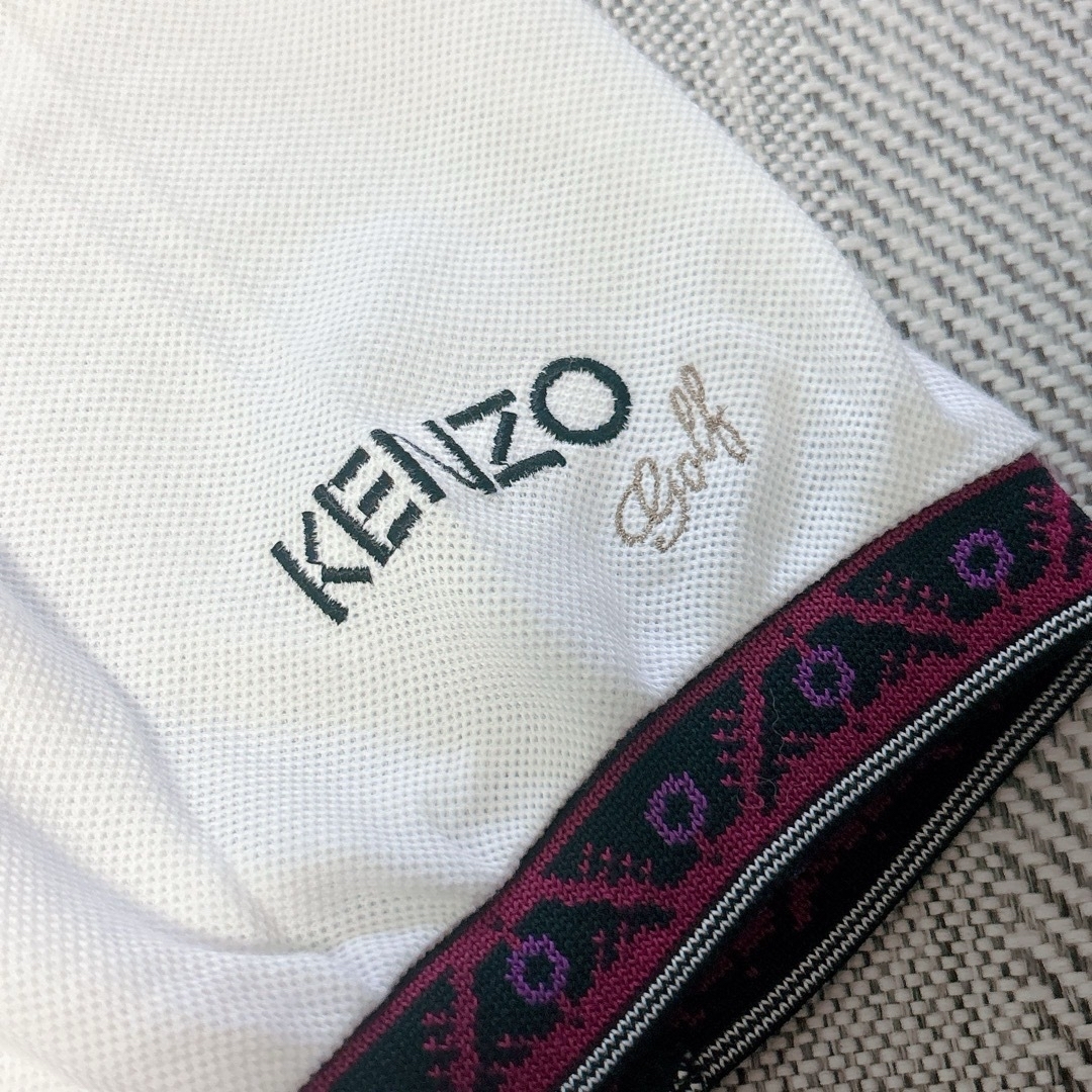 KENZO - 新品 KENZO ゴルフ 刺繍 ロゴ 半袖 ポロシャツ ホワイト KENZO - 新品 KENZO ゴルフ 刺繍 ロゴ 半袖 ポロシャツ ホワイト