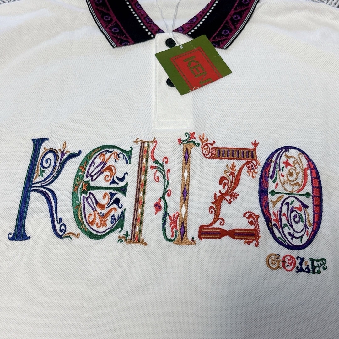 KENZO - 新品 KENZO ゴルフ 刺繍 ロゴ 半袖 ポロシャツ ホワイト KENZO - 新品 KENZO ゴルフ 刺繍 ロゴ 半袖 ポロシャツ ホワイト