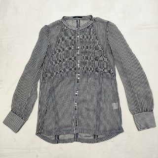 バラク(Barak)のBarak バラク ピンタック ストライプ　ボタンデザインブラウス(シャツ/ブラウス(長袖/七分))
