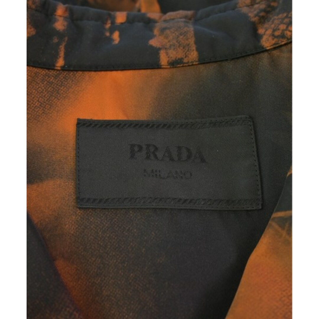 PRADA - PRADA プラダ カジュアルシャツ S オレンジx黒(総柄 PRADA - PRADA プラダ カジュアルシャツ S オレンジx黒(総柄