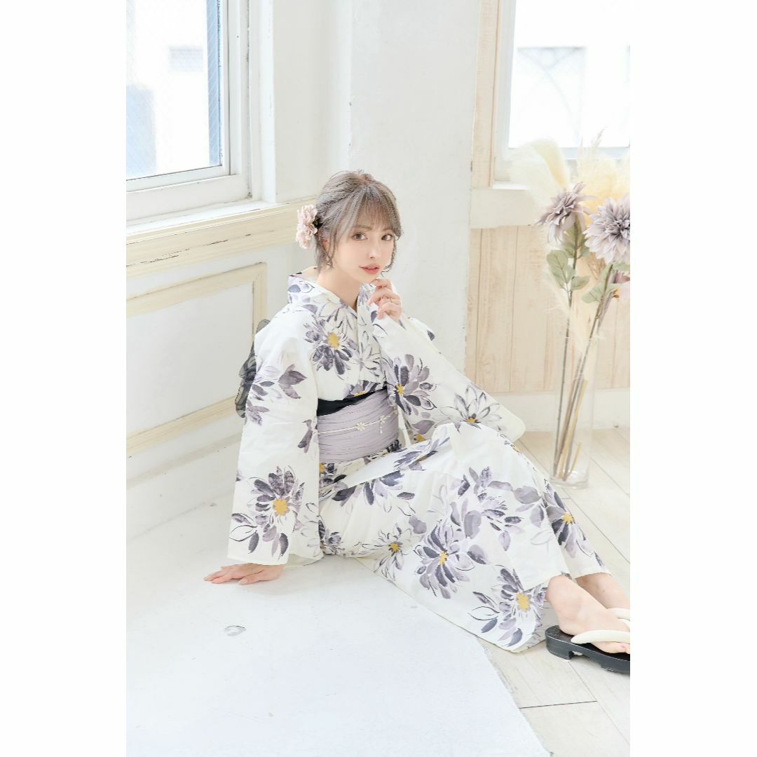 ANDANTE - 新品 浴衣 セット 浴衣セット ゆかた レディース 大人 白 黒 花 Y4-20