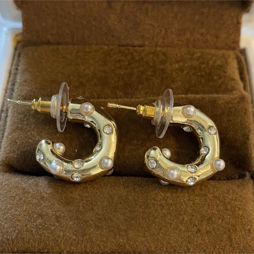 stainless★ ステンレス　パール　ジルコニア　ピアス　フープ　ゴールド レディースのアクセサリー(ピアス)の商品写真
