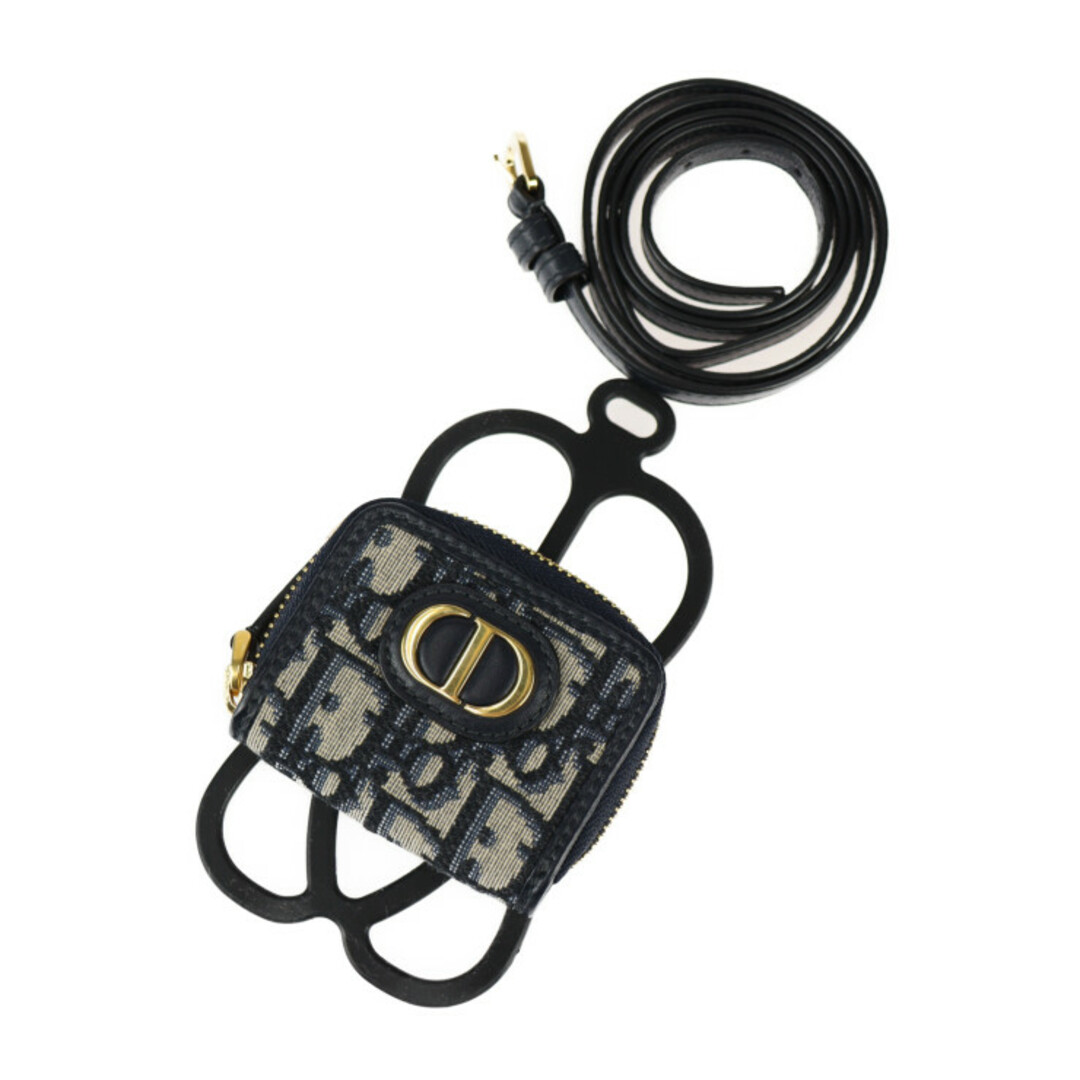 Christian Dior - Christian Dior クリスチャンディオール オブリーク 30 モンテーニュ テック ホルダー その他小物 S2101UTZQ キャンバス レザー シリコンラバー ネイビー系×ベージュ系 ブラック ゴールド金具 フォンホルダー スマートフォン ネックストラップ マルチケース付き 【本物保証】